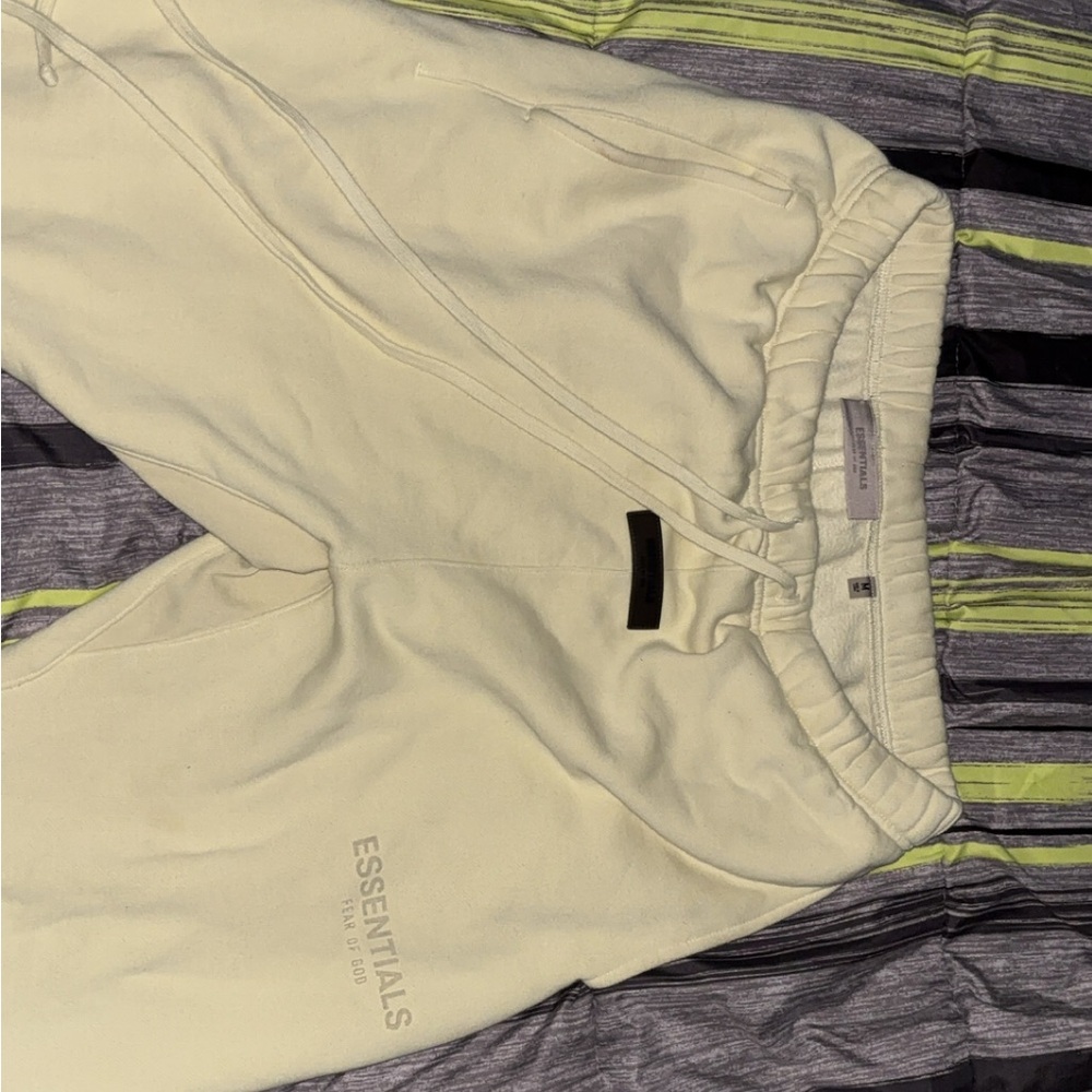Essentials Cream Sweatpants Relaxed Fit Cotton Blend